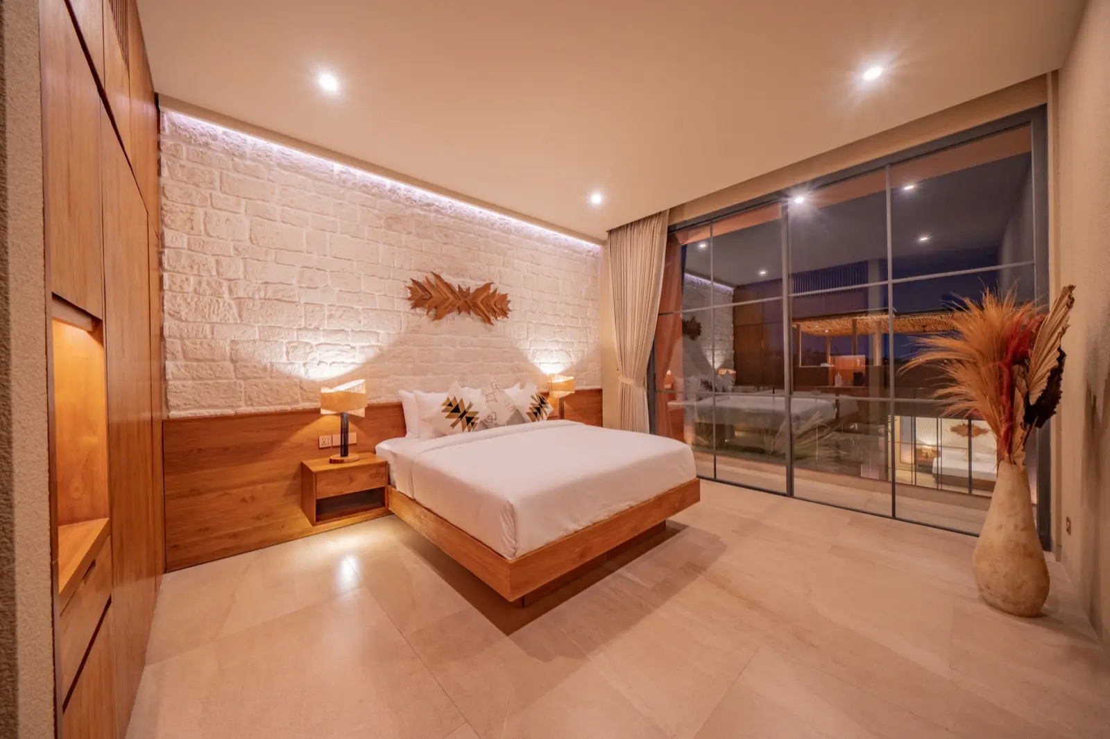 Bedroom three with glass running the length of the wall, Villa Navaho, Bumbak Bali